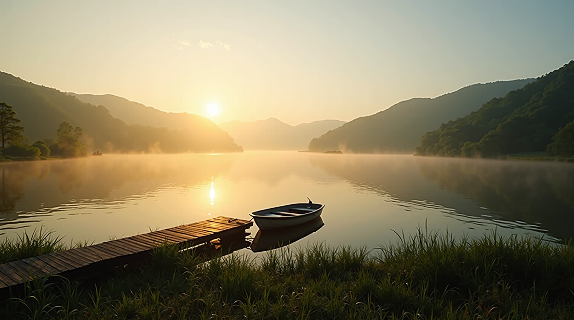 Represa ao entardecer